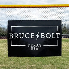 "BRUCE BOLT" Fence Banner (4' X 6') - Black